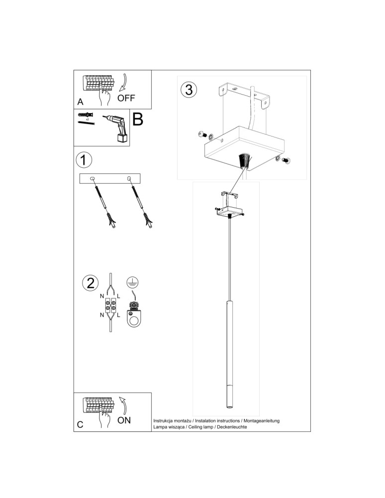 Sollux Lampa wisząca MOZAICA 1 czarny/złoto SL.0891