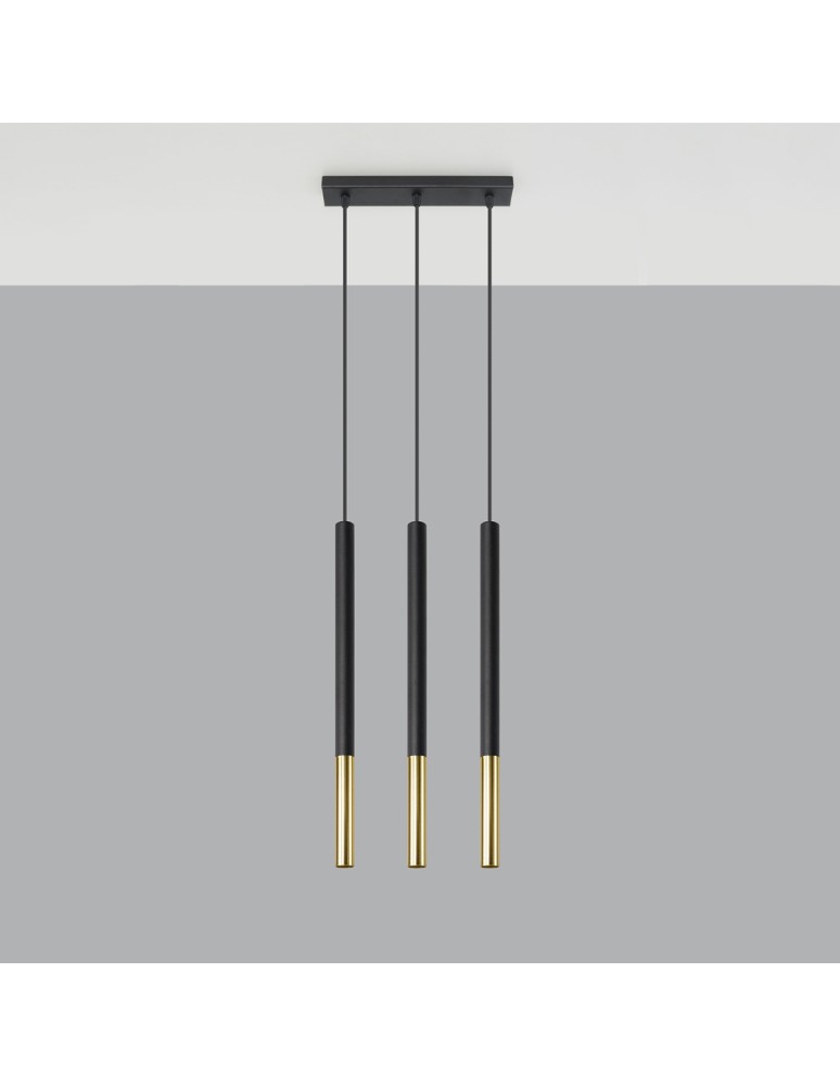 Sollux Lampa wisząca MOZAICA 3L czarny/złoto SL.0892