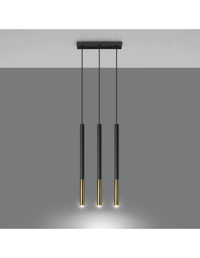 Pendant lamps - Sollux MOZAICA 3L black/gold pendant lamp SL.0892 - product kolory-swiatla.pl 3