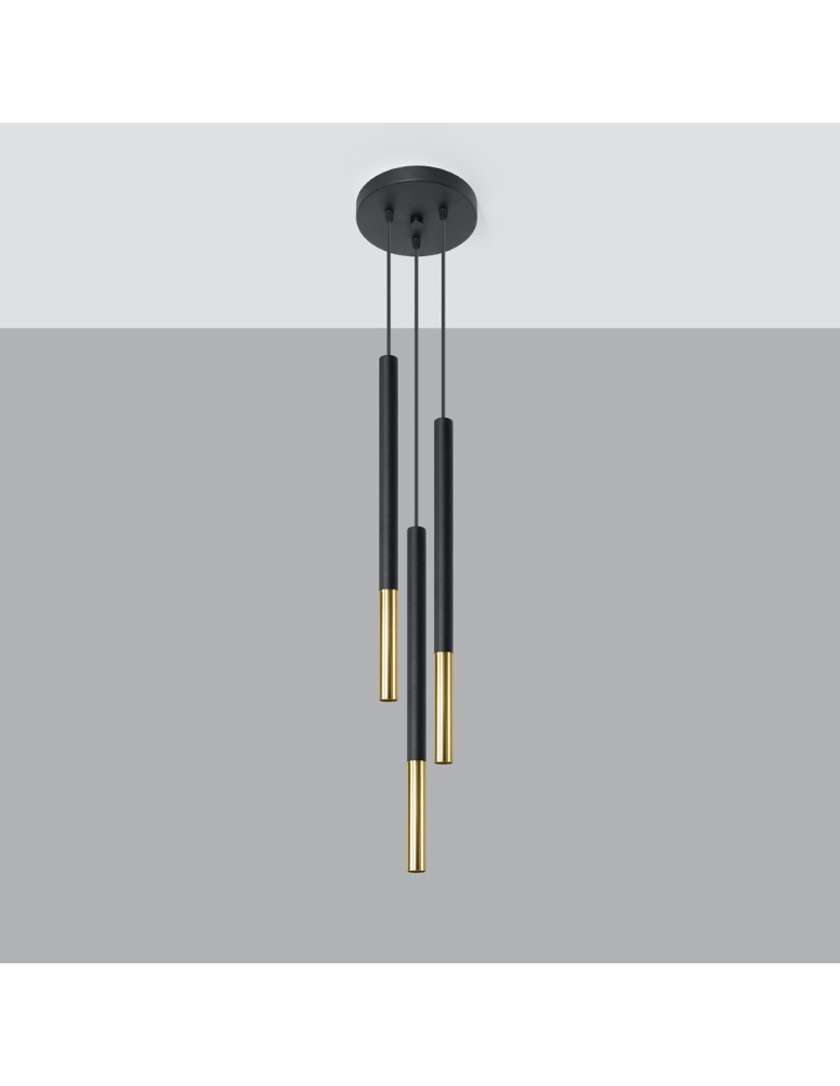 Pendant lamps - Sollux MOZAICA 3P black/gold pendant lamp SL.0893 - product kolory-swiatla.pl 2