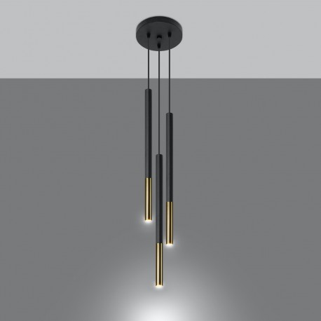 Sollux Lampa wisząca MOZAICA 3P czarny/złoto SL.0893