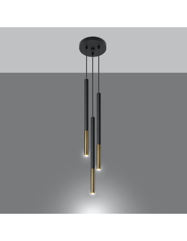 Pendant lamps - Sollux MOZAICA 3P black/gold pendant lamp SL.0893 - product kolory-swiatla.pl 3