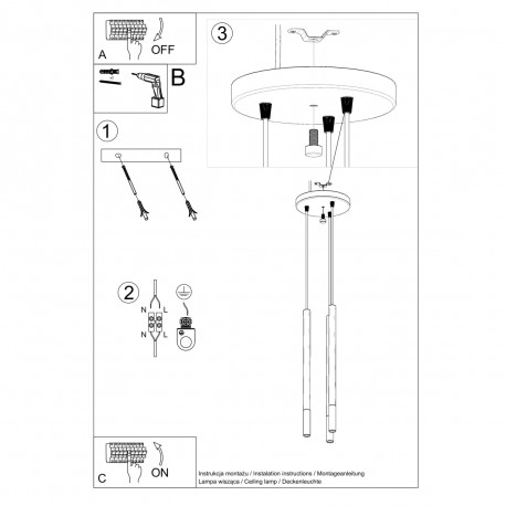 Sollux Lampa wisząca MOZAICA 3P czarny/złoto SL.0893