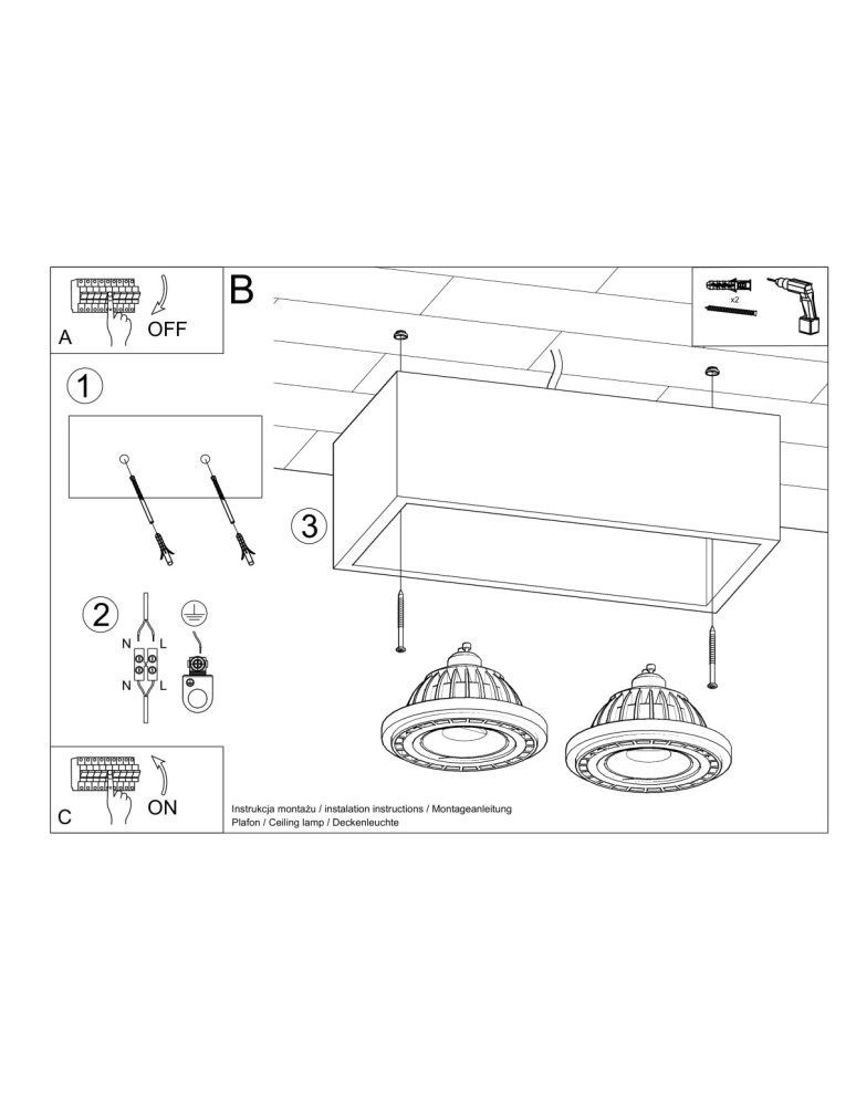 Ceiling lamps - Sollux Plafond QUATRO 2 natural wood SL.0916 - product kolory-swiatla.pl 5