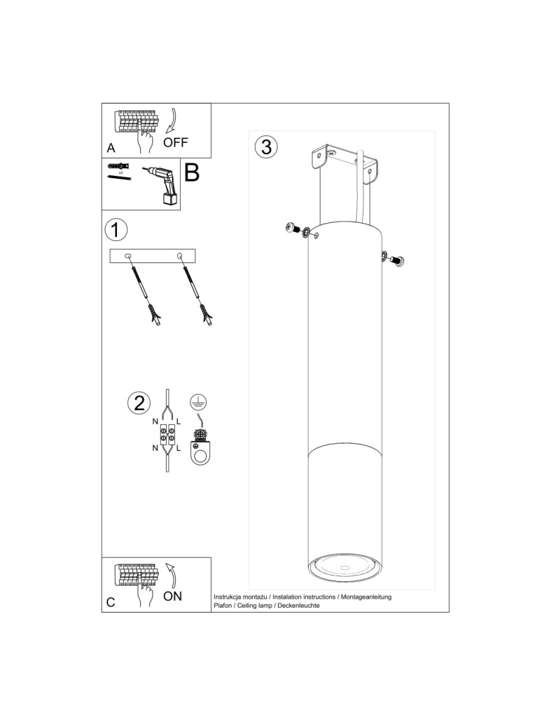Ceiling lamps - Sollux Plafond LOOPEZ black/chrome SL.0939 - product kolory-swiatla.pl 5