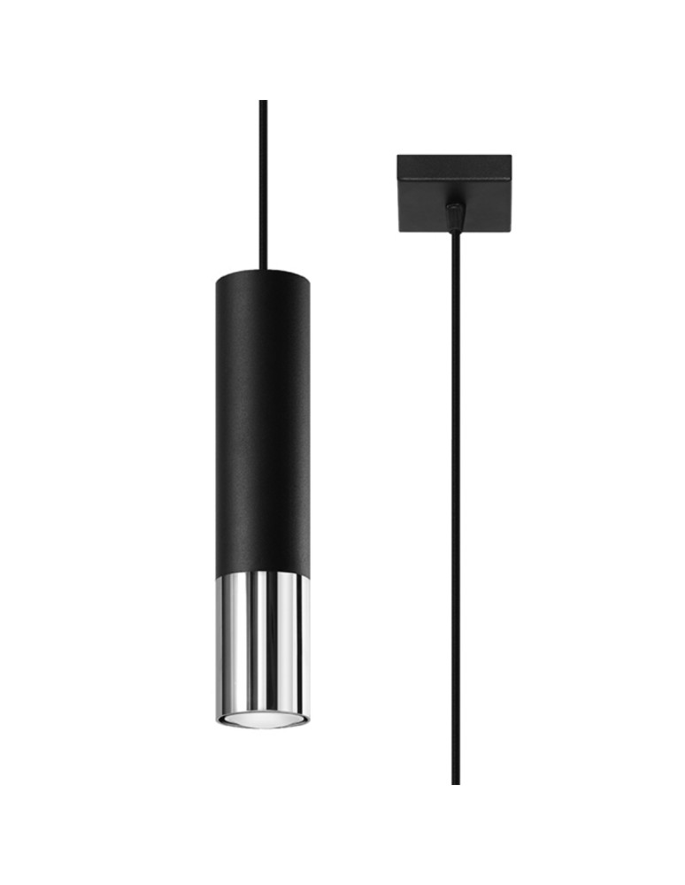 Pendant lamps - Sollux LOOPEZ 1 black/chrome pendant lamp SL.0940 - product kolory-swiatla.pl 1