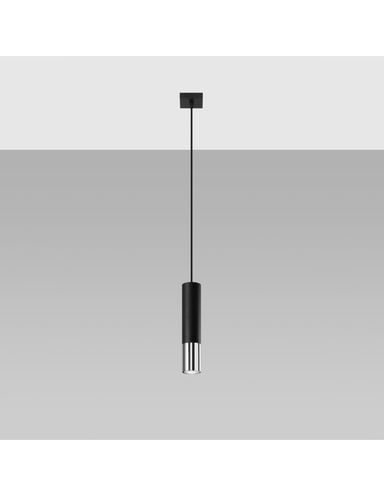 Pendant lamps - Sollux LOOPEZ 1 black/chrome pendant lamp SL.0940 - product kolory-swiatla.pl 2