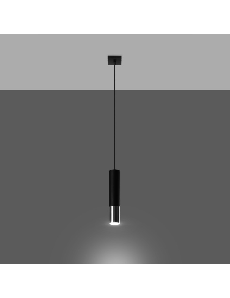 Pendant lamps - Sollux LOOPEZ 1 black/chrome pendant lamp SL.0940 - product kolory-swiatla.pl 3