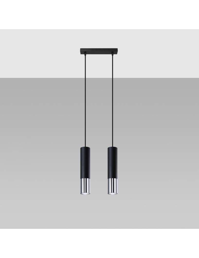 Pendant lamps - Sollux LOOPEZ 2 pendant lamp black/chrome SL.0941 - product kolory-swiatla.pl 2