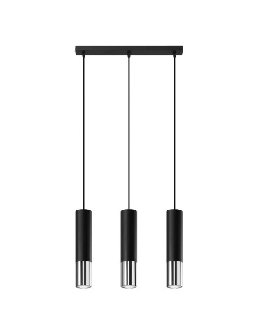 Sollux Lampa wisząca LOOPEZ 3L czarny/chrom SL.0942