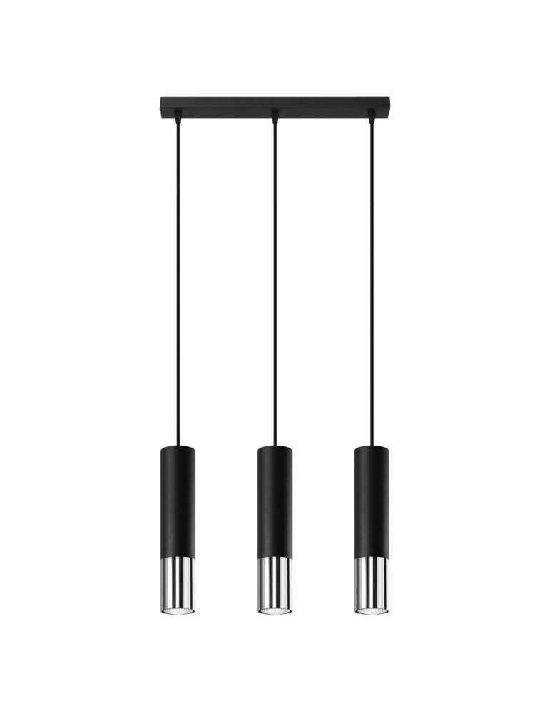 Pendant lamps - Sollux LOOPEZ 3L black/chrome pendant lamp SL.0942 - product kolory-swiatla.pl 1
