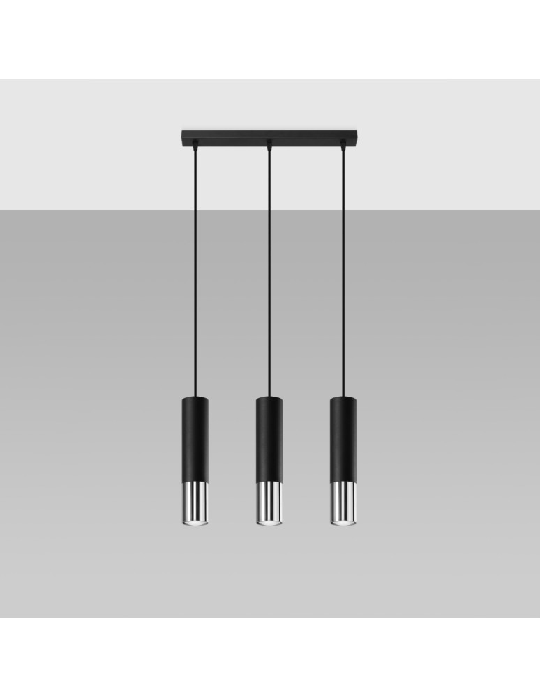 Pendant lamps - Sollux LOOPEZ 3L black/chrome pendant lamp SL.0942 - product kolory-swiatla.pl 2
