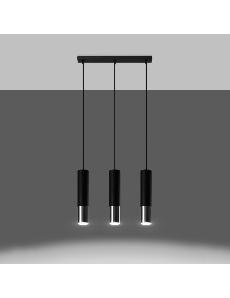 Sollux Lampa wisząca LOOPEZ 3L czarny/chrom SL.0942