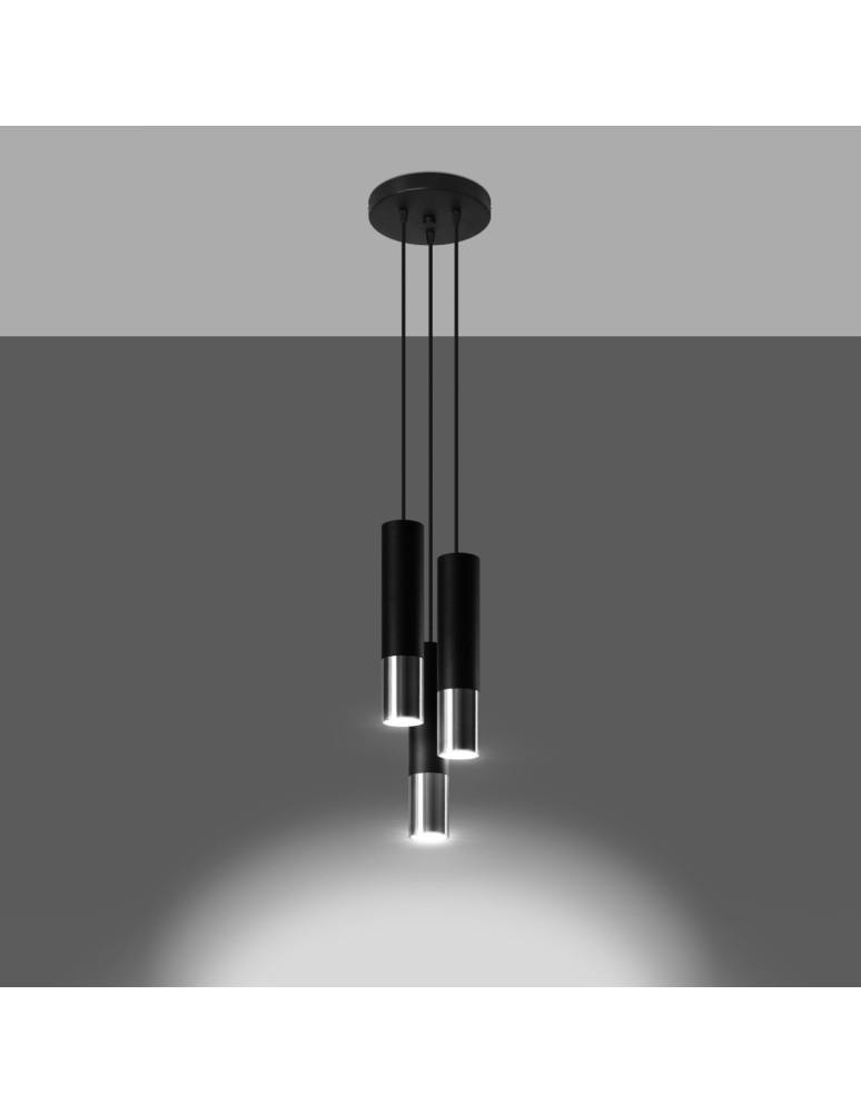 Pendant lamps - Sollux LOOPEZ 3P black/chrome pendant lamp SL.0943 - product kolory-swiatla.pl 3