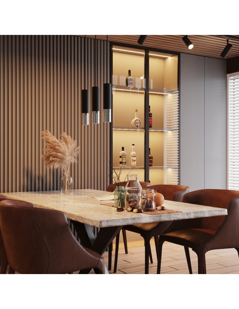 Pendant lamps - Sollux LOOPEZ 3P black/chrome pendant lamp SL.0943 - product kolory-swiatla.pl 6