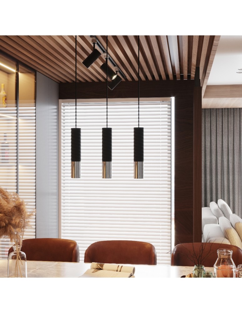 Pendant lamps - Sollux LOOPEZ 3P black/chrome pendant lamp SL.0943 - product kolory-swiatla.pl 7