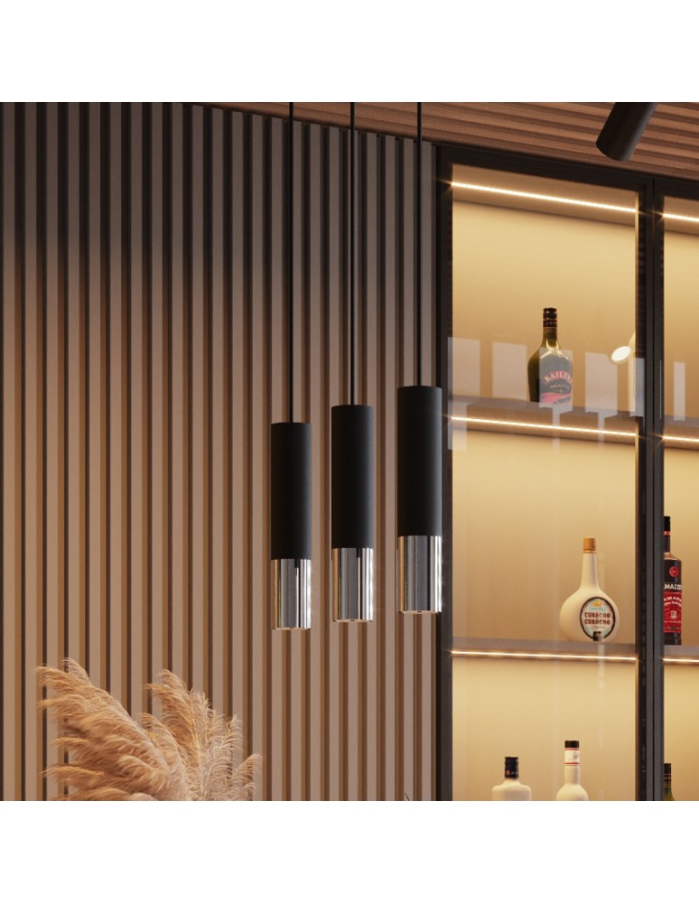 Sollux Lampa wisząca LOOPEZ 3P czarny/chrom SL.0943