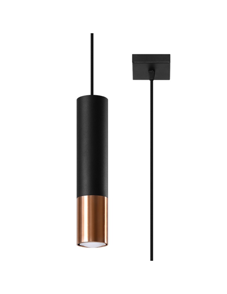 Pendant lamps - Sollux LOOPEZ 1 black/copper pendant lamp SL.0946 - product kolory-swiatla.pl 1