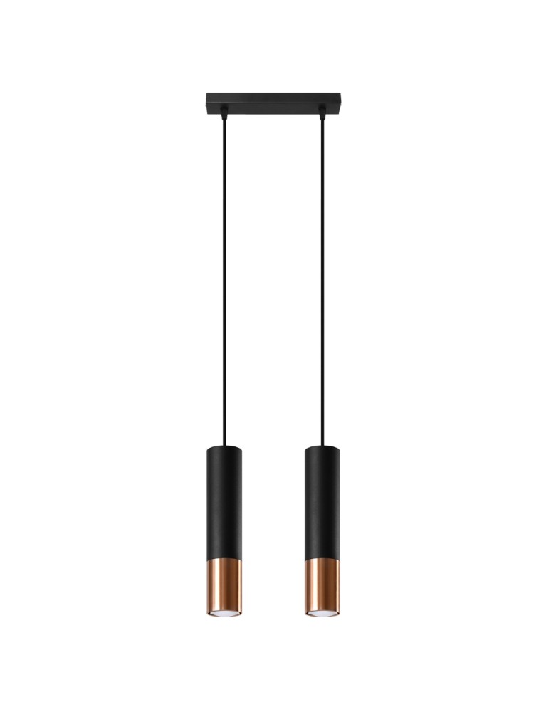 Pendant lamps - Sollux LOOPEZ 2 black/copper pendant lamp SL.0947 - product kolory-swiatla.pl 1