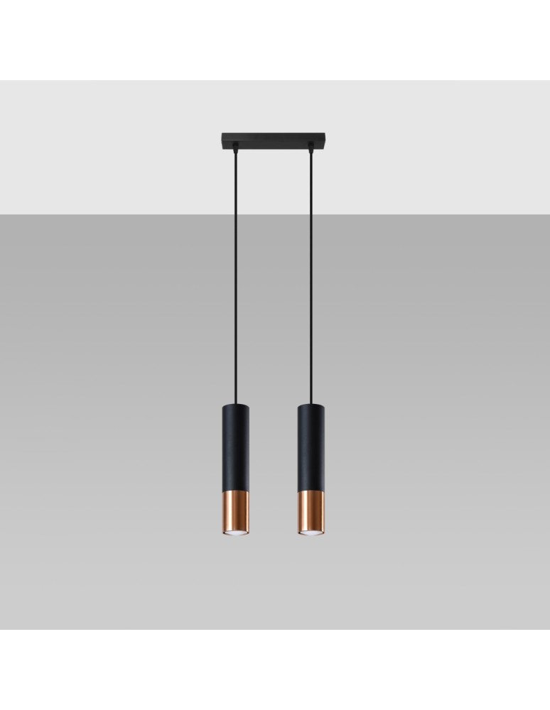 Pendant lamps - Sollux LOOPEZ 2 black/copper pendant lamp SL.0947 - product kolory-swiatla.pl 2
