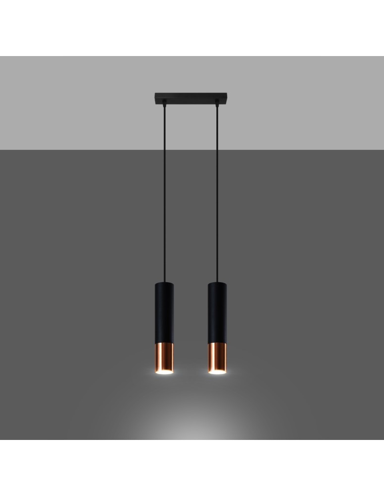 Pendant lamps - Sollux LOOPEZ 2 black/copper pendant lamp SL.0947 - product kolory-swiatla.pl 3