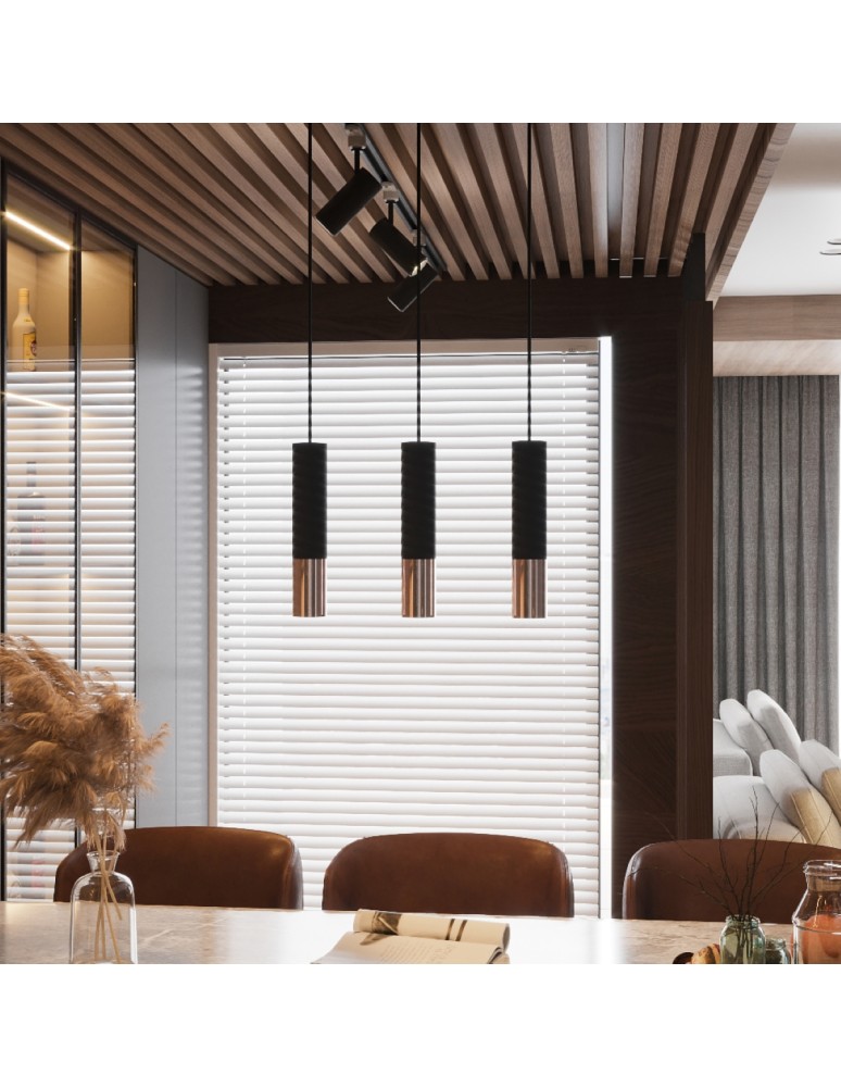 Pendant lamps - Sollux LOOPEZ 2 black/copper pendant lamp SL.0947 - product kolory-swiatla.pl 7