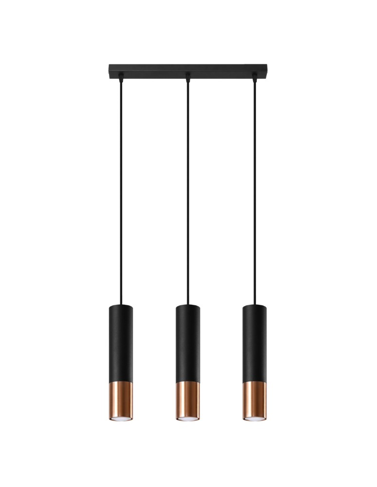 Pendant lamps - Sollux LOOPEZ 3L black/copper pendant lamp SL.0948 - product kolory-swiatla.pl 1