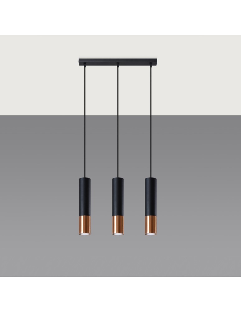 Sollux Lampa wisząca LOOPEZ 3L czarny/miedź SL.0948