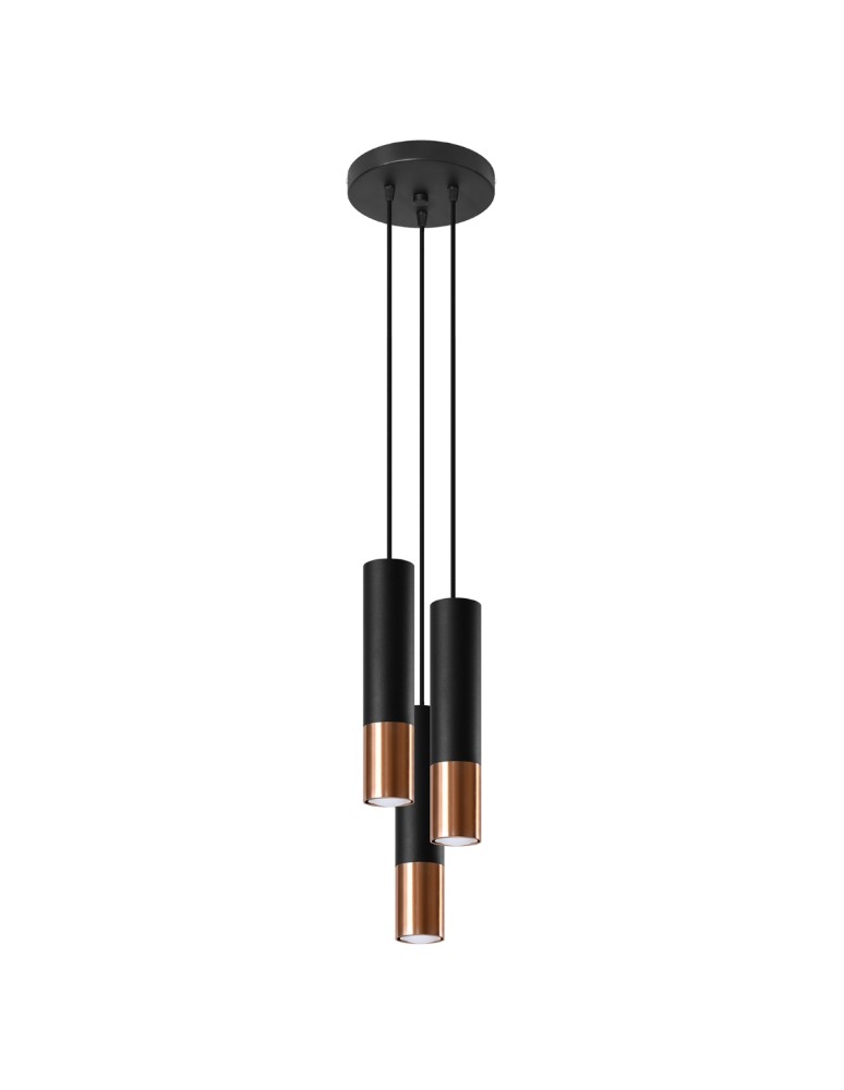 Pendant lamps - Sollux LOOPEZ 3P black/copper pendant lamp SL.0949 - product kolory-swiatla.pl 1