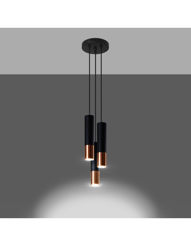 Pendant lamps - Sollux LOOPEZ 3P black/copper pendant lamp SL.0949 - product kolory-swiatla.pl 3