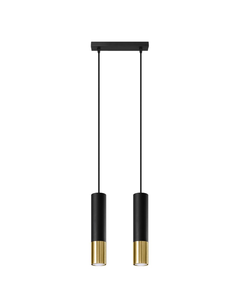 Pendant lamps - Sollux LOOPEZ 2 black/gold pendant lamp SL.0953 - product kolory-swiatla.pl 1