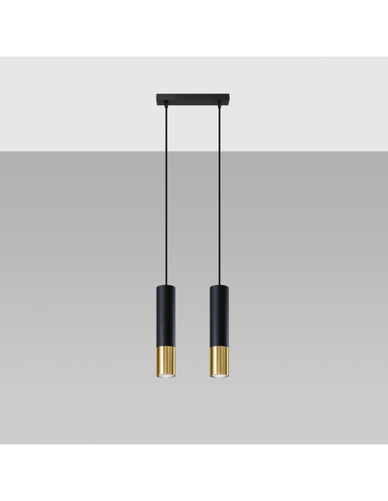 Pendant lamps - Sollux LOOPEZ 2 black/gold pendant lamp SL.0953 - product kolory-swiatla.pl 2