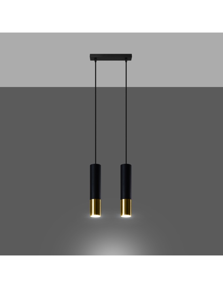 Pendant lamps - Sollux LOOPEZ 2 black/gold pendant lamp SL.0953 - product kolory-swiatla.pl 3