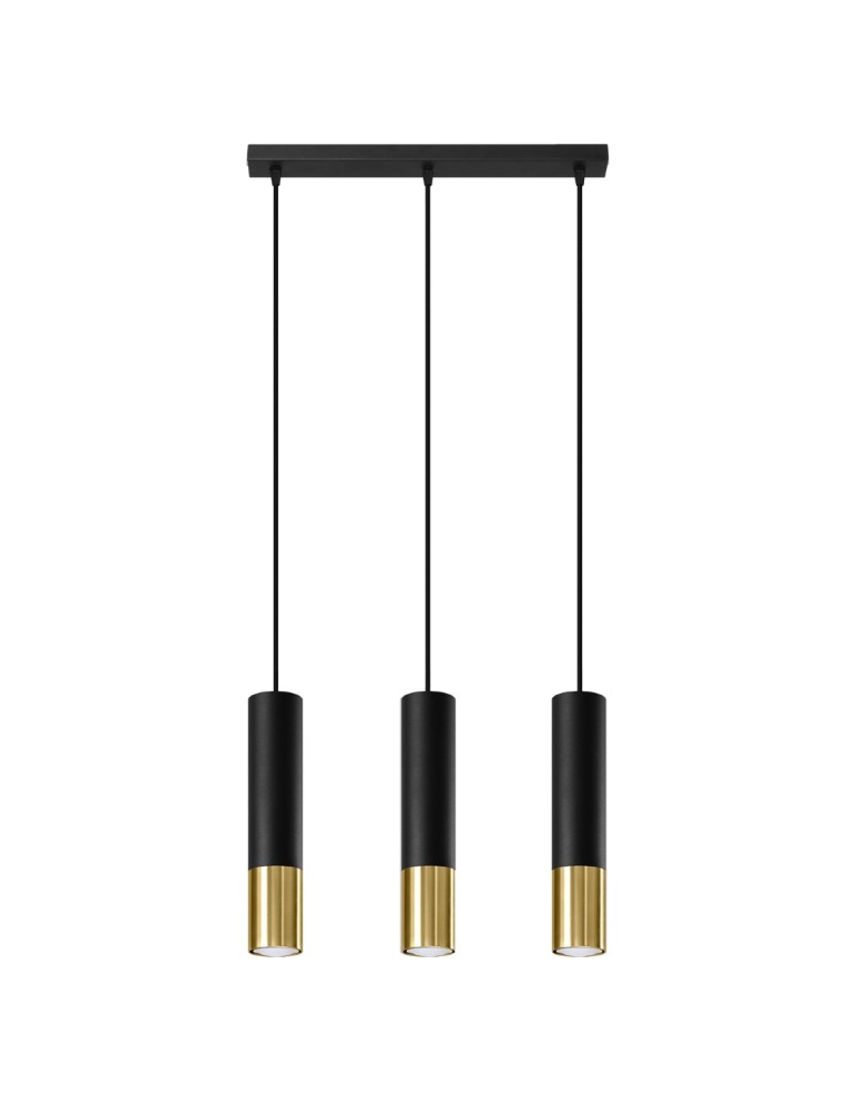 Pendant lamps - Sollux LOOPEZ 3L black/gold pendant lamp SL.0954 - product kolory-swiatla.pl 1