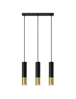 Sollux Lampa wisząca LOOPEZ 3L czarny/złoty SL.0954