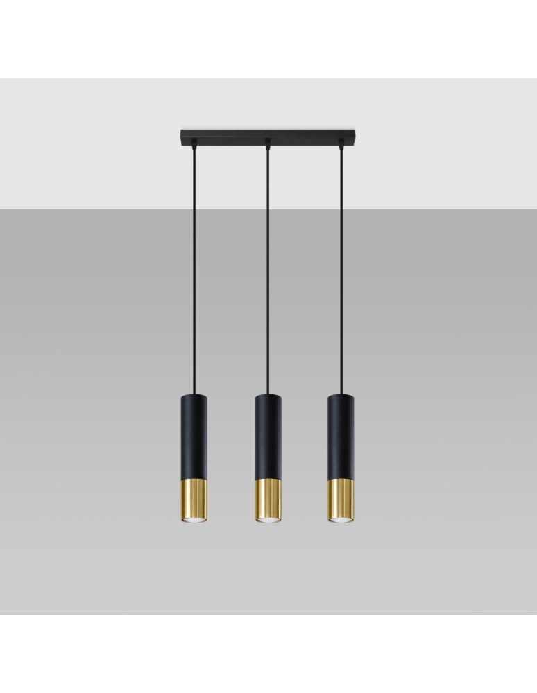 Sollux Lampa wisząca LOOPEZ 3L czarny/złoty SL.0954