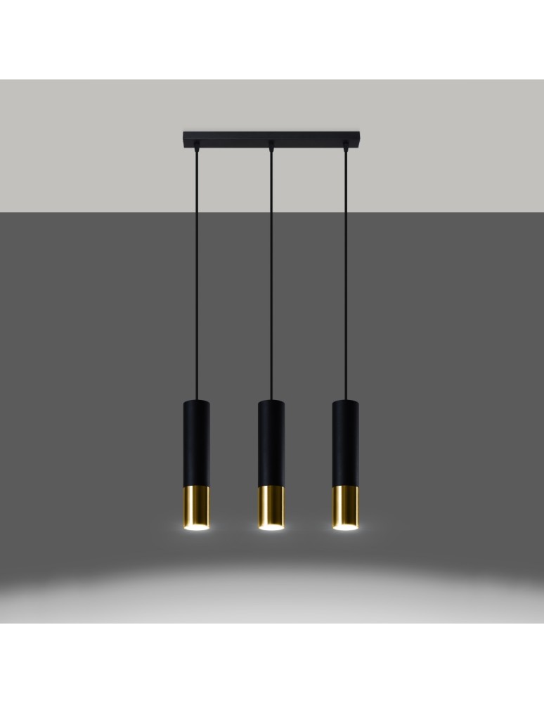 Sollux Lampa wisząca LOOPEZ 3L czarny/złoty SL.0954