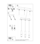 Sollux Lampa wisząca LOOPEZ 3L czarny/złoty SL.0954