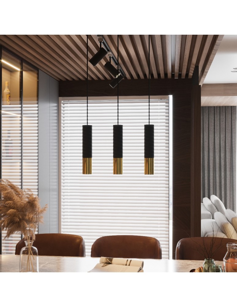 Sollux Lampa wisząca LOOPEZ 3L czarny/złoty SL.0954