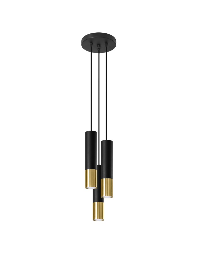 Pendant lamps - Sollux LOOPEZ 3P black/gold pendant lamp SL.0955 - product kolory-swiatla.pl 1