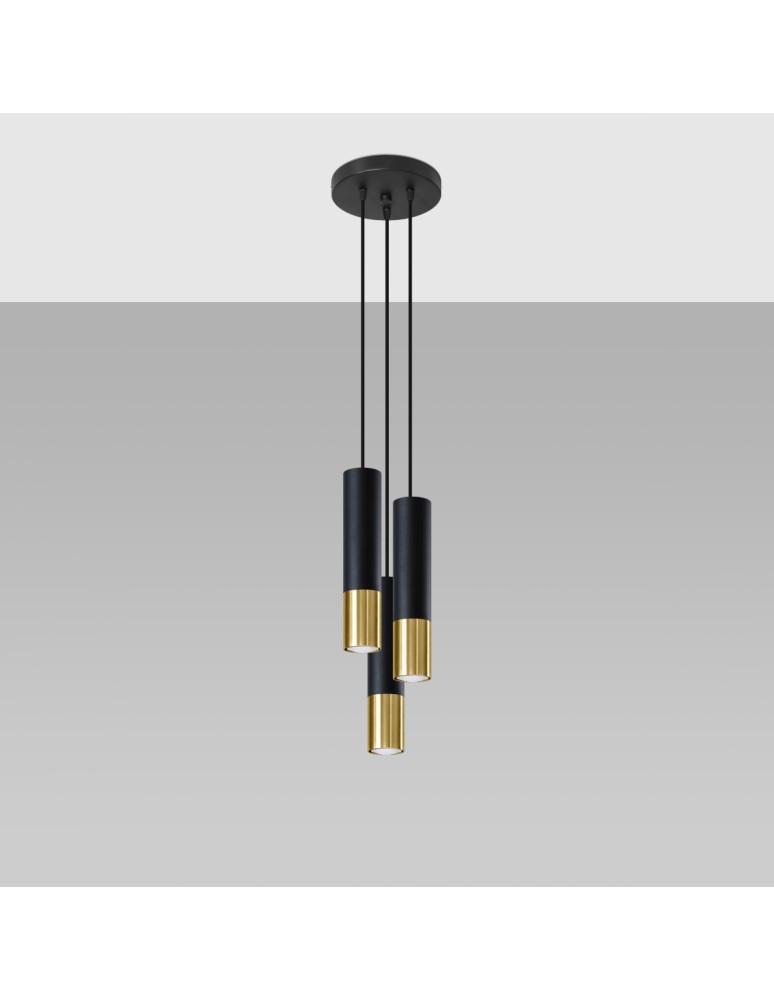 Pendant lamps - Sollux LOOPEZ 3P black/gold pendant lamp SL.0955 - product kolory-swiatla.pl 2