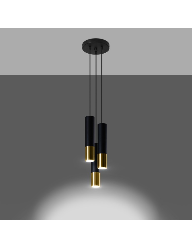 Pendant lamps - Sollux LOOPEZ 3P black/gold pendant lamp SL.0955 - product kolory-swiatla.pl 3