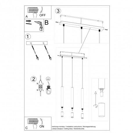 Sollux Lampa wisząca WEZYR 3 czarna SL.0962