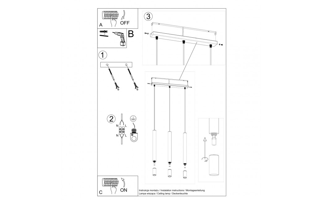 Sollux Lampa wisząca WEZYR 3 czarna SL.0962