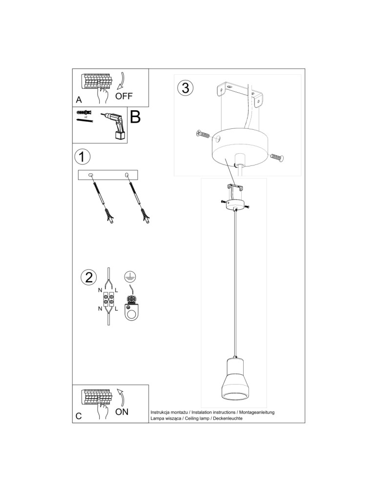 Pendant lamps - Sollux QUBIC pendant lamp black SL.0963 - product kolory-swiatla.pl 5