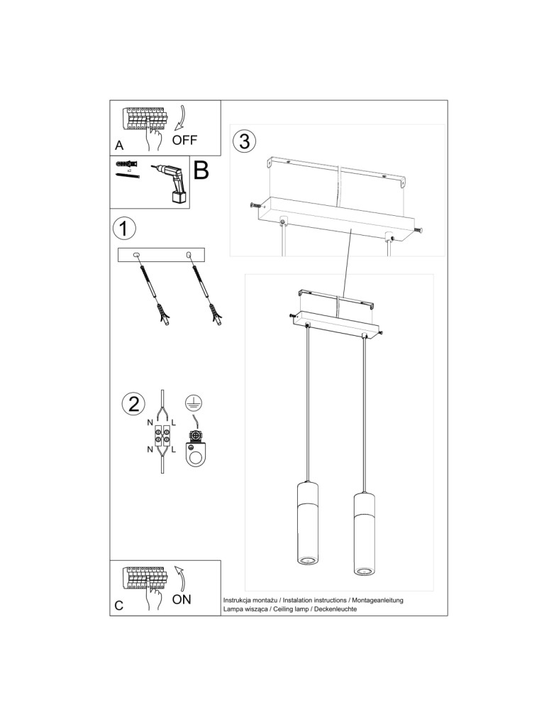Pendant lamps - Sollux ZANE 2 pendant lamp grey SL.0966 - product kolory-swiatla.pl 5