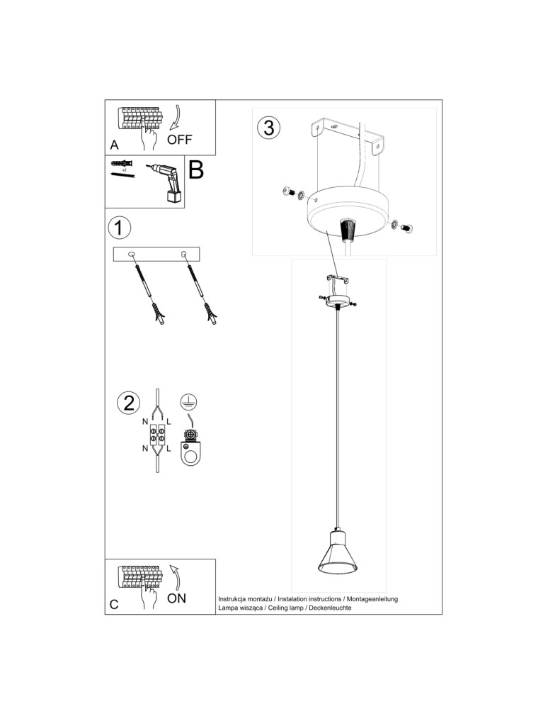 Pendant lamps - Sollux TAZILA 1 pendant lamp black [ES111] SL.0989 - product kolory-swiatla.pl 5