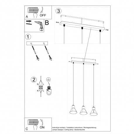 Sollux Lampa wisząca TAZILA 3 czarna [ES111] SL.0990