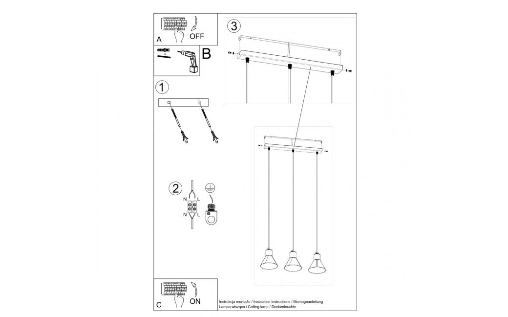 Sollux Lampa wisząca TAZILA 3 czarna [ES111] SL.0990