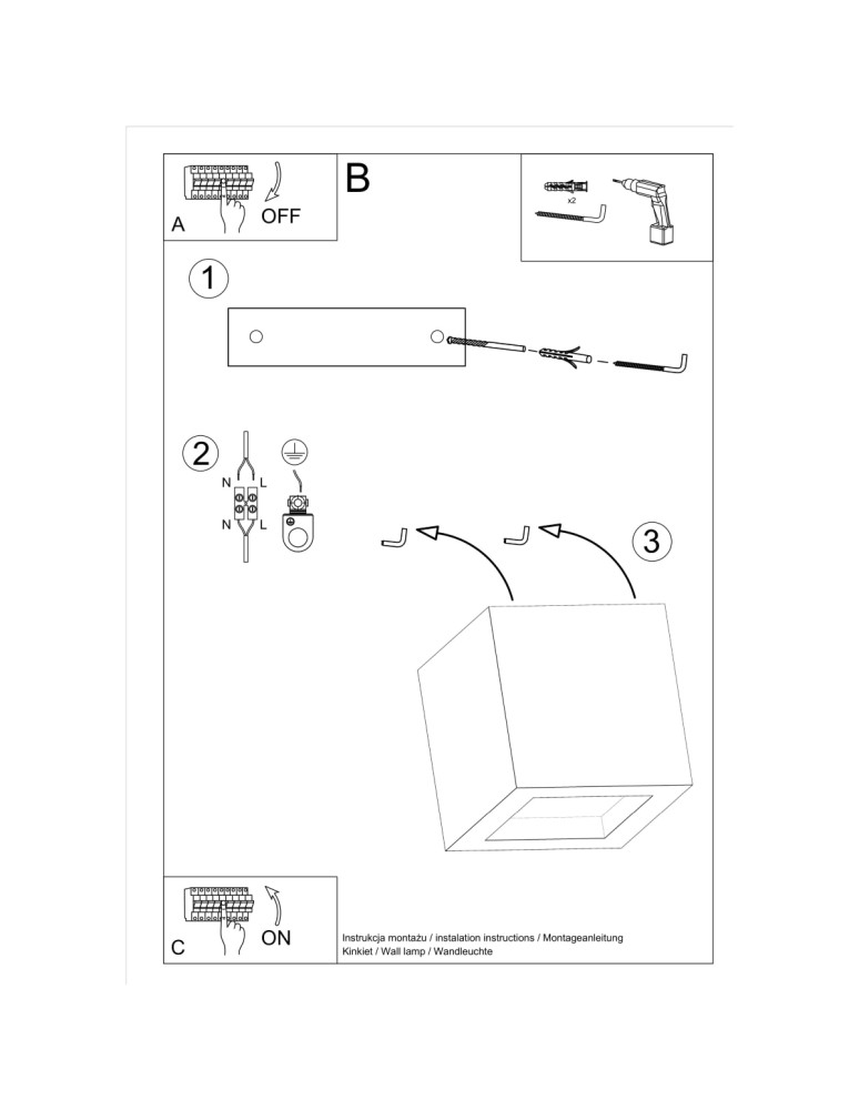 Wall lamps - Sollux Wall lamp LEO concrete SL.0991 - product kolory-swiatla.pl 5